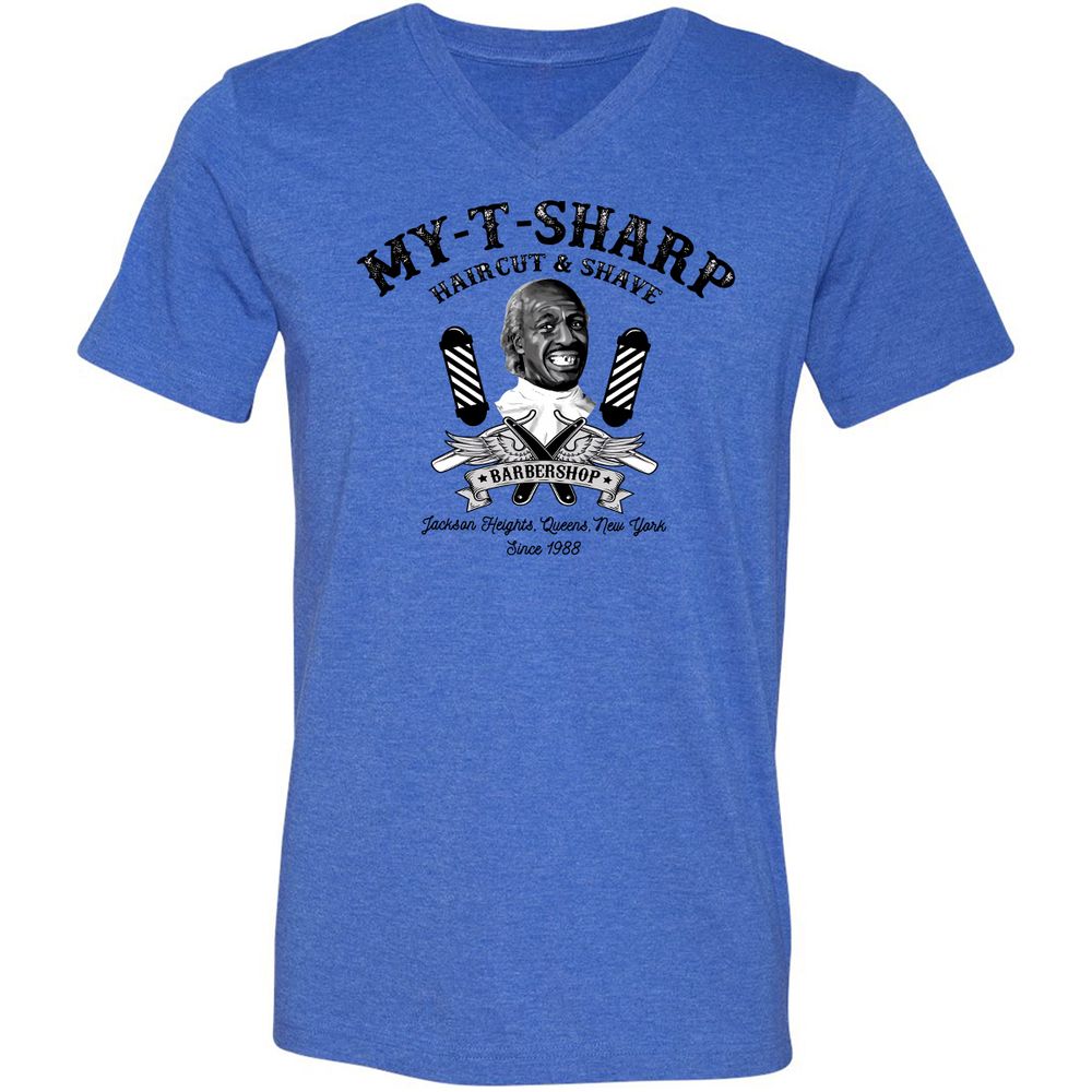 Unisex V-Neck T-Shirt - DFD96A2Y - Heather True Royal - 14