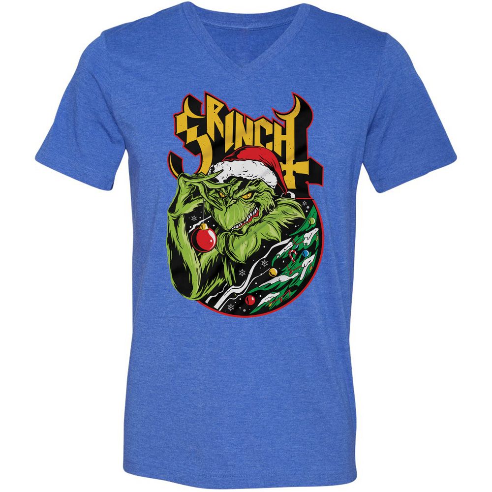 Unisex V-Neck T-Shirt - UH86W3HC - Heather True Royal - 14