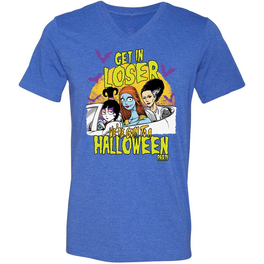 Unisex V-Neck T-Shirt - 4B29UTJD - Heather True Royal - 14