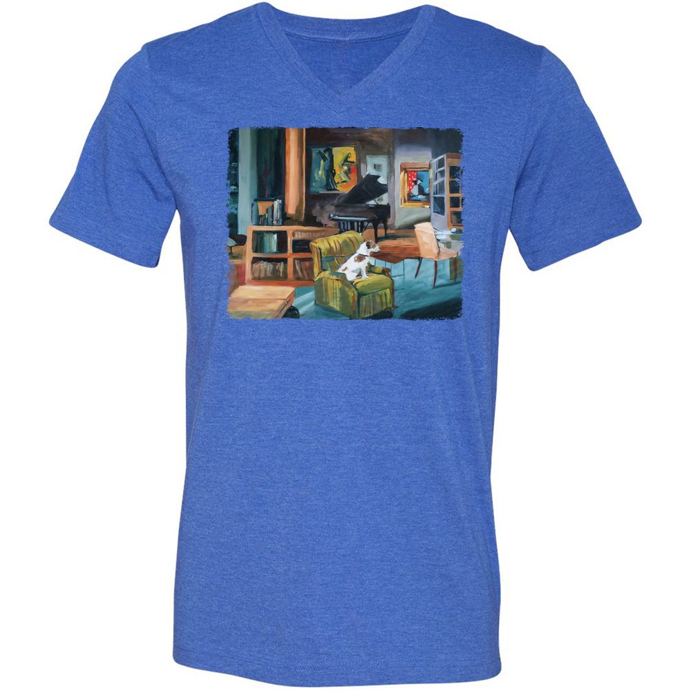 Unisex V-Neck T-Shirt - 4ZWWBKKG - Heather True Royal - 14