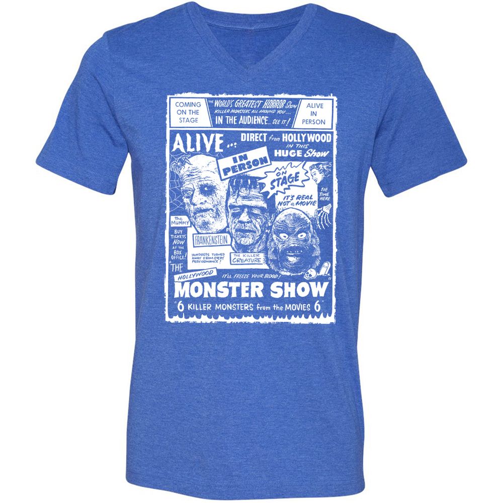 Unisex V-Neck T-Shirt - KCURS8MW - Heather True Royal - 14