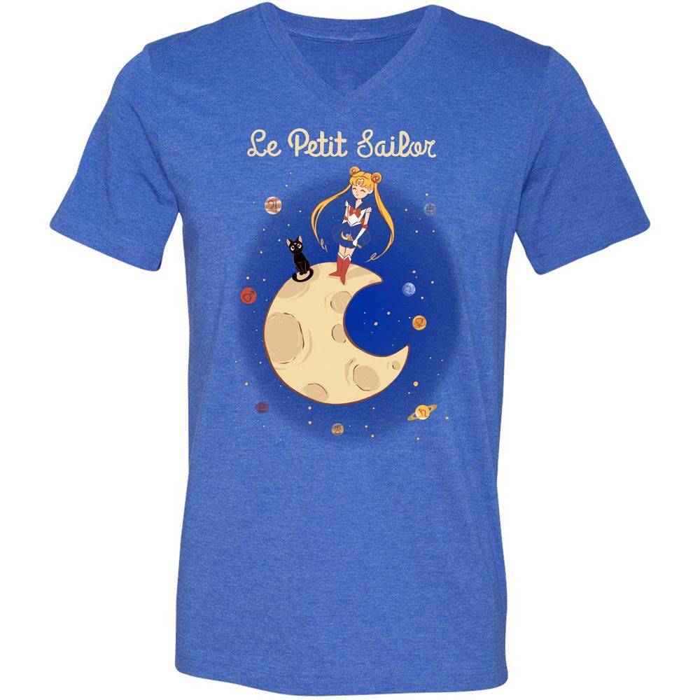 Unisex V-Neck T-Shirt - C3KZG9RF - Heather True Royal - 14