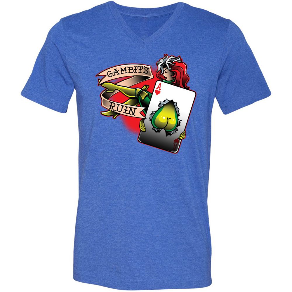 Unisex V-Neck T-Shirt - K19KYJFX - Heather True Royal - 14