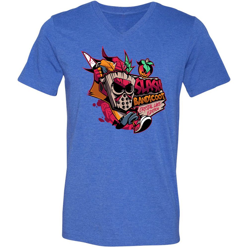Unisex V-Neck T-Shirt - 9KWYY1KK - Heather True Royal - 14
