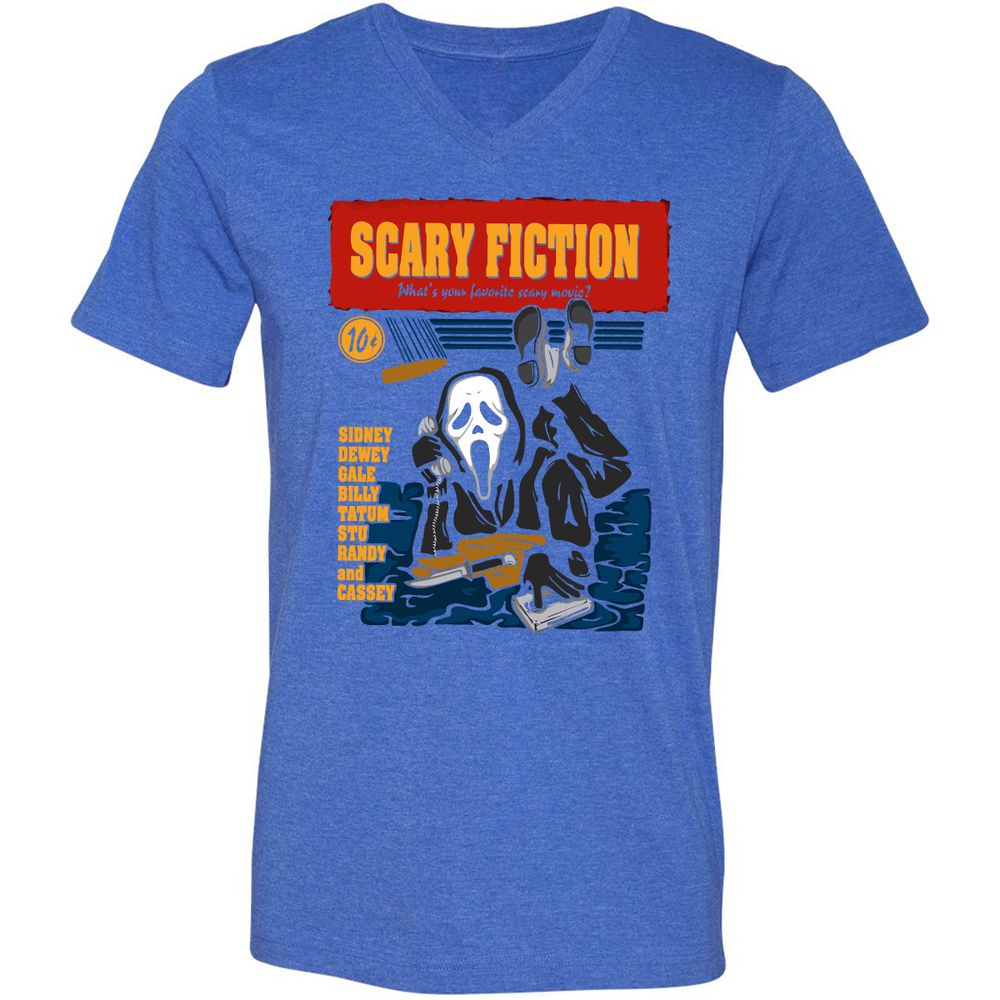 Unisex V-Neck T-Shirt - F9CJXN3E - Heather True Royal - 14