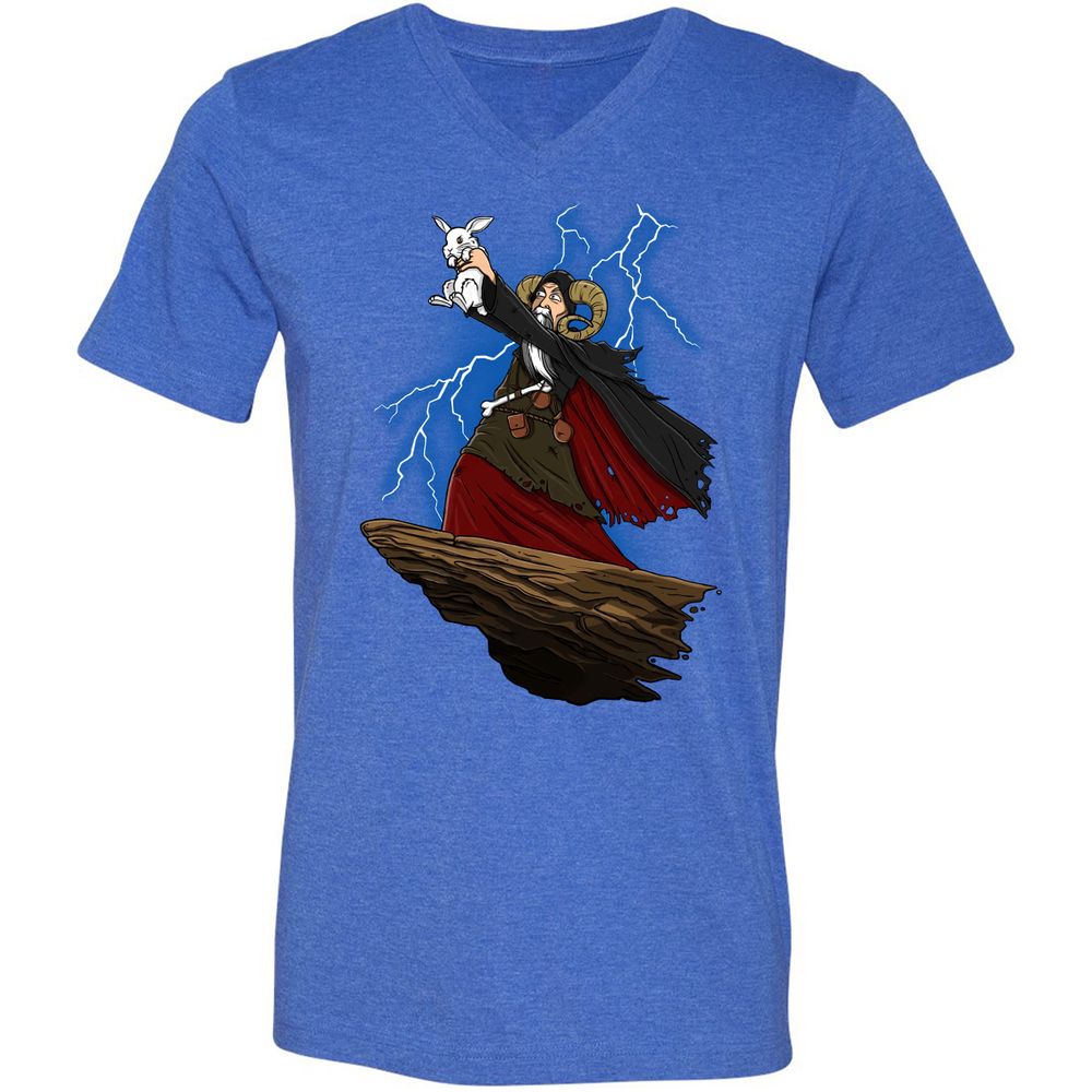 Unisex V-Neck T-Shirt - EZUXKW6N - Heather True Royal - 14