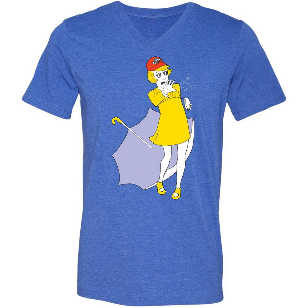 Unisex V-Neck T-Shirt - YTFQAKHL - Heather True Royal - 14