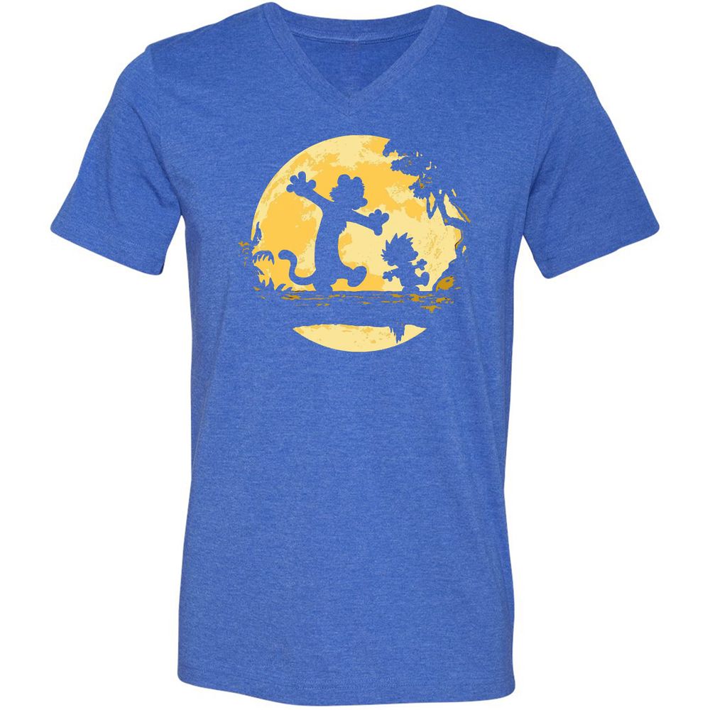 Unisex V-Neck T-Shirt - 7Y8HX3AQ - Heather True Royal - 14