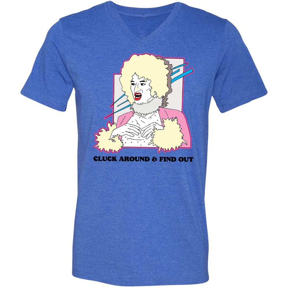 Unisex V-Neck T-Shirt - ZHEKAEQW - Heather True Royal - 14