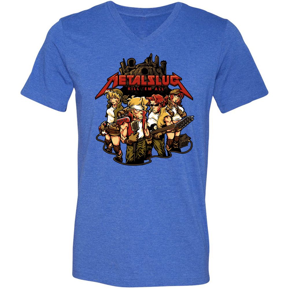 Unisex V-Neck T-Shirt - 9J1E4TKR - Heather True Royal - 14