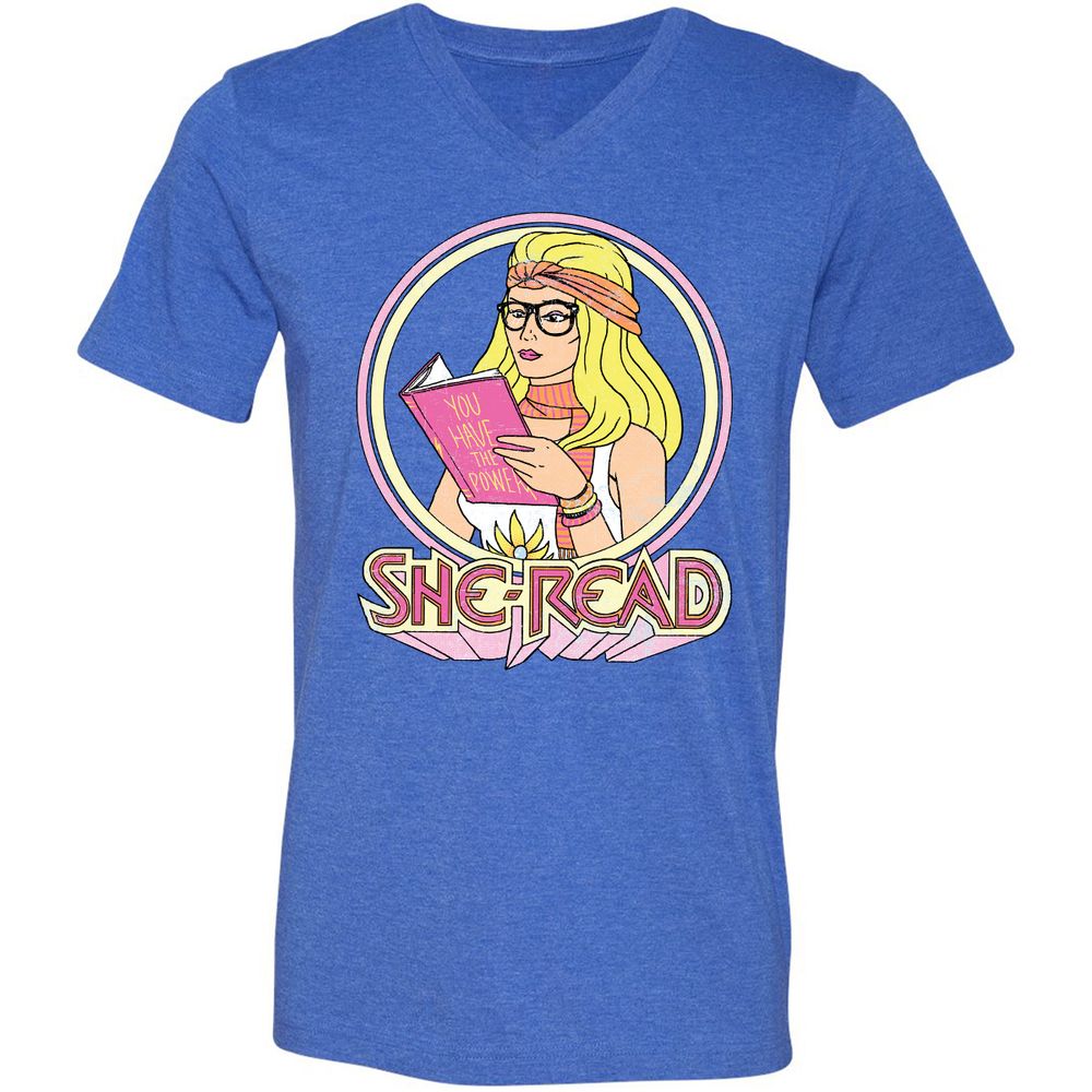 Unisex V-Neck T-Shirt - 9MQS8CEF - Heather True Royal - 14