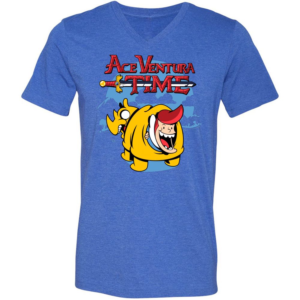 Unisex V-Neck T-Shirt - 4QXXE54P - Heather True Royal - 14