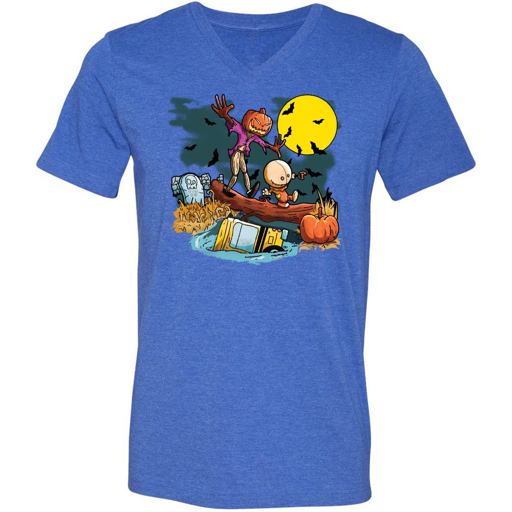 Unisex V-Neck T-Shirt - XW4QV8XY - Heather True Royal - 14