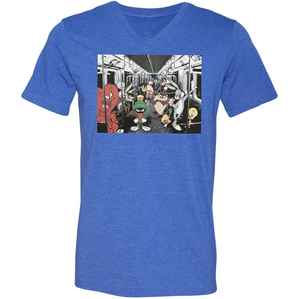 Unisex V-Neck T-Shirt - 2E9CCWFK - Heather True Royal - 14