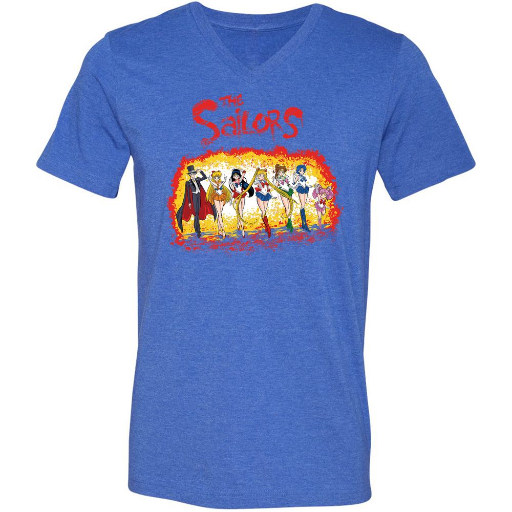 Unisex V-Neck T-Shirt - TJEQEL99 - Heather True Royal - 14
