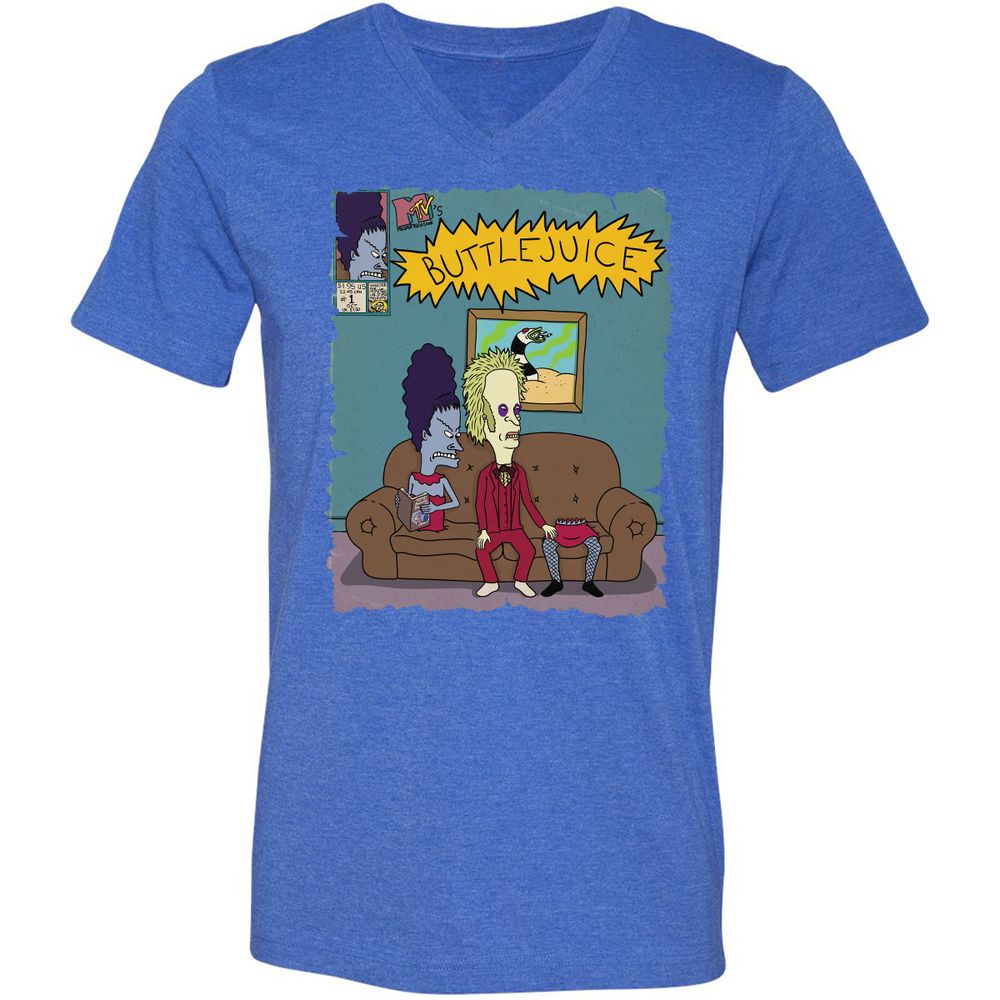 Unisex V-Neck T-Shirt - VS9YVM6L - Heather True Royal - 14