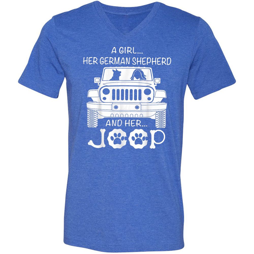 Unisex V-Neck T-Shirt - FRBZ83GP - Heather True Royal - 14
