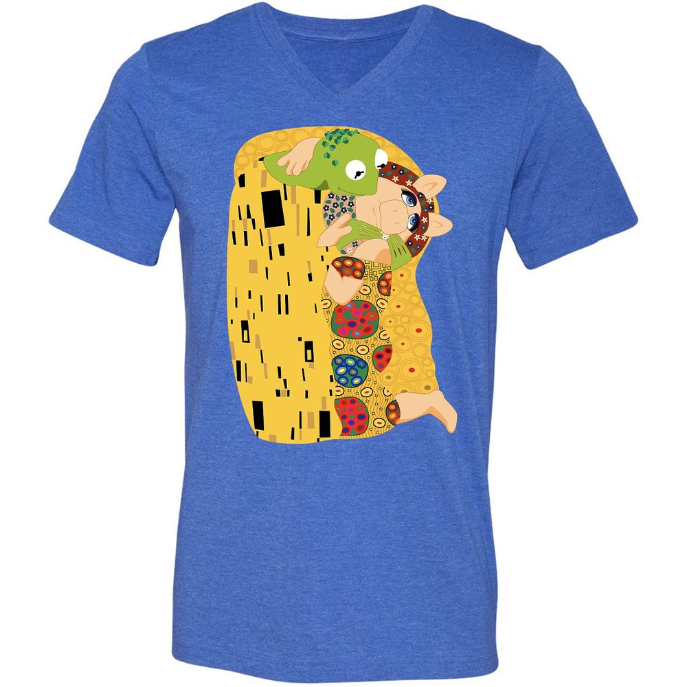 Unisex V-Neck T-Shirt - H1HMBCZ6 - Heather True Royal - 14