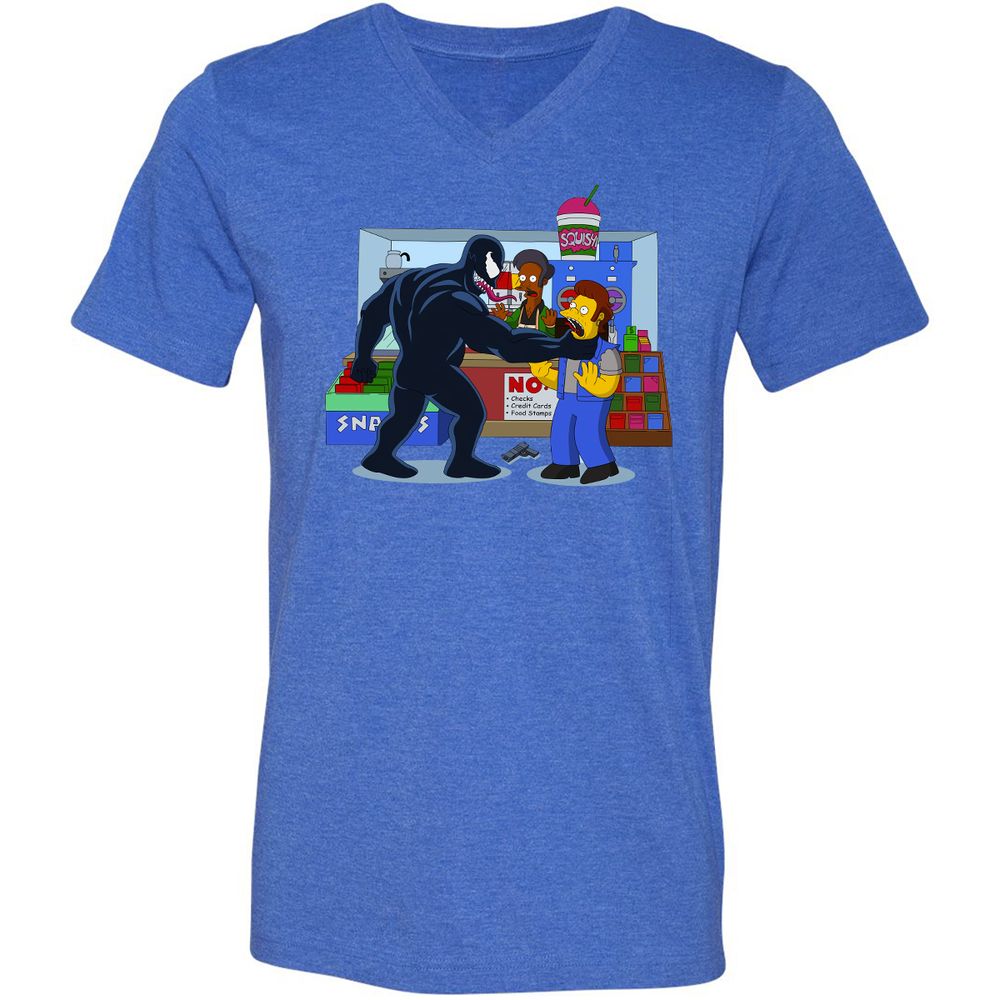 Unisex V-Neck T-Shirt - MQZKJBHY - Heather True Royal - 14