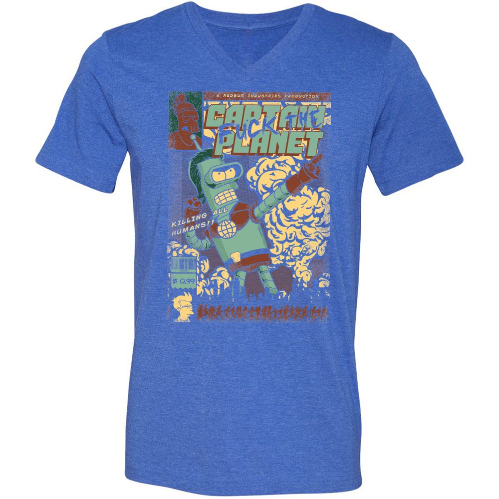 Unisex V-Neck T-Shirt - 3YXHYHQT - Heather True Royal - 14