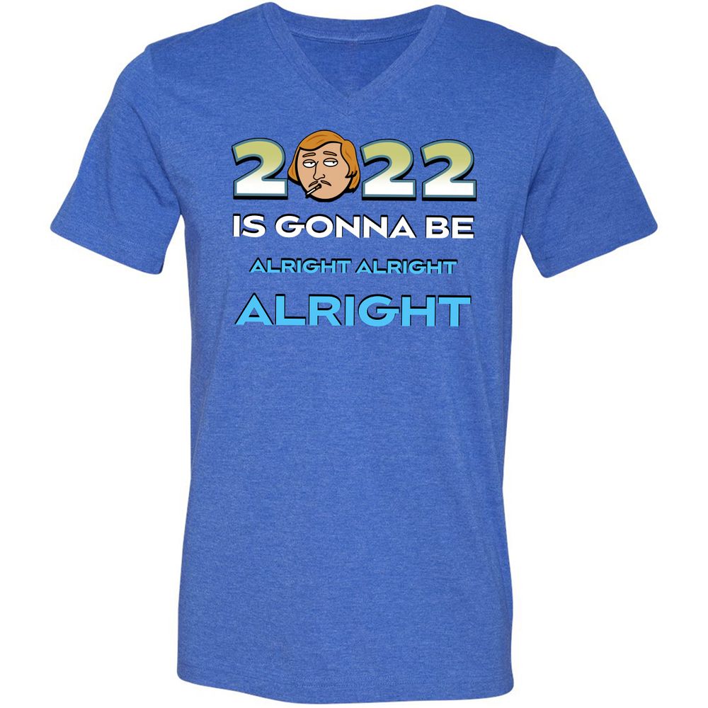 Unisex V-Neck T-Shirt - B6TH4GFD - Heather True Royal - 14