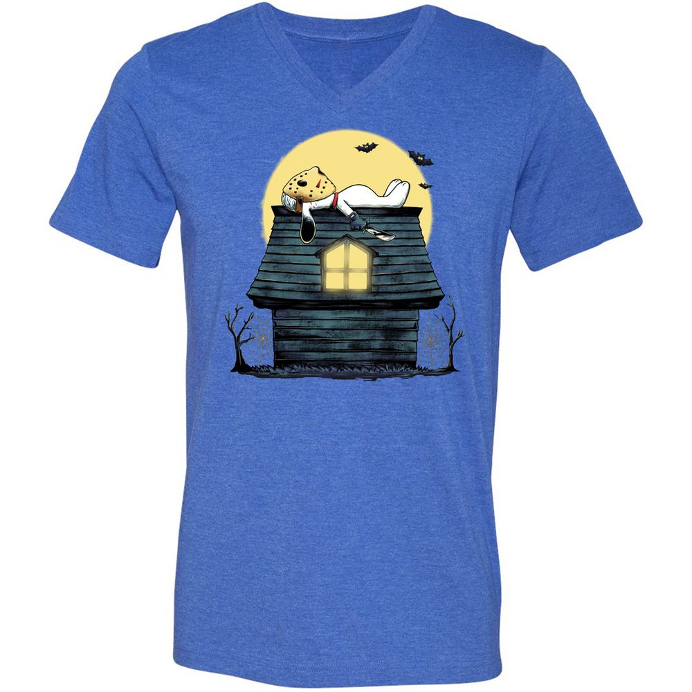 Unisex V-Neck T-Shirt - 4BKGKZSN - Heather True Royal - 14