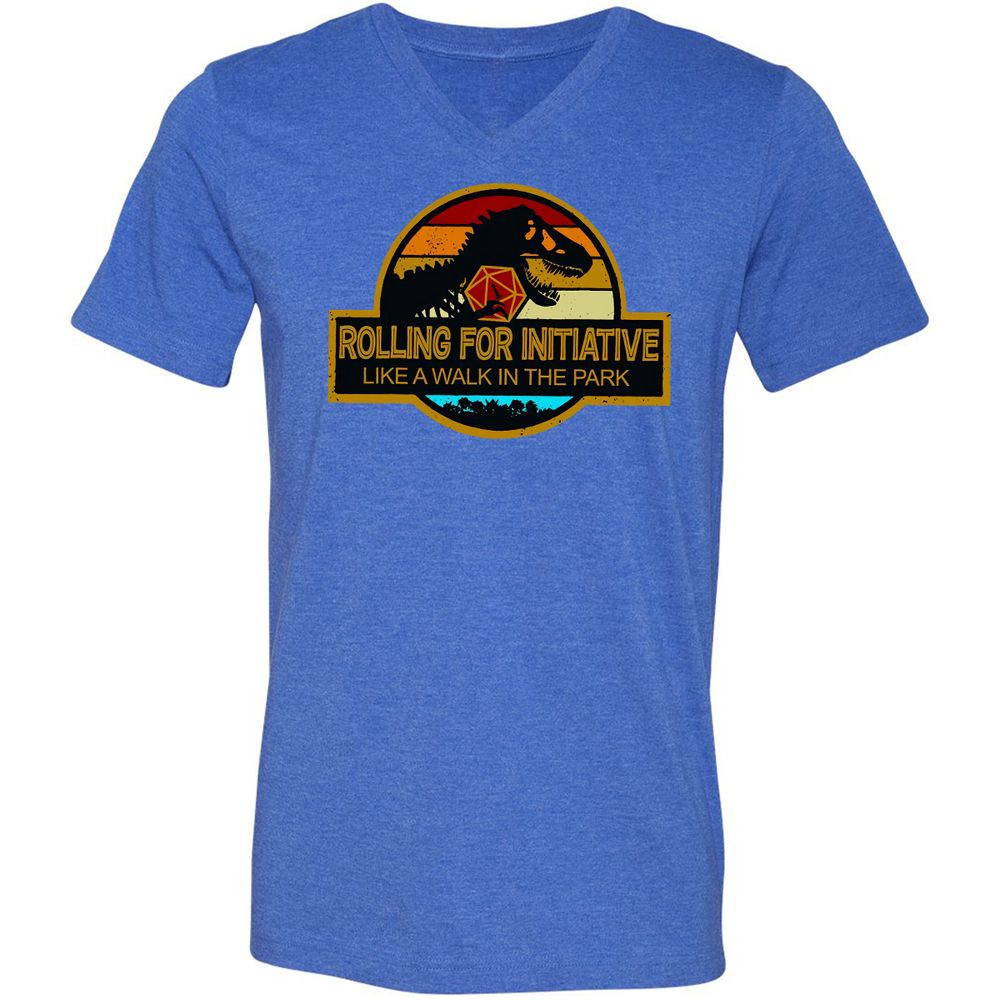 Unisex V-Neck T-Shirt - 4K5GHU14 - Heather True Royal - 14