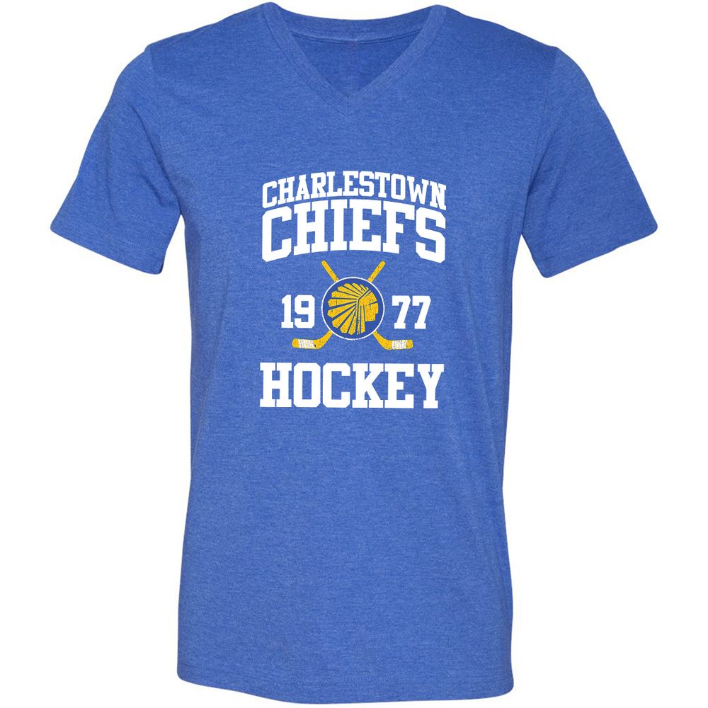Unisex V-Neck T-Shirt - 2YQDBTJY - Heather True Royal - 14