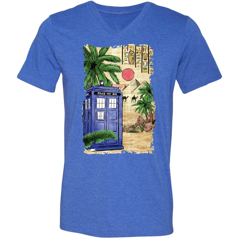 Unisex V-Neck T-Shirt - 5MP4BHL2 - Heather True Royal - 14