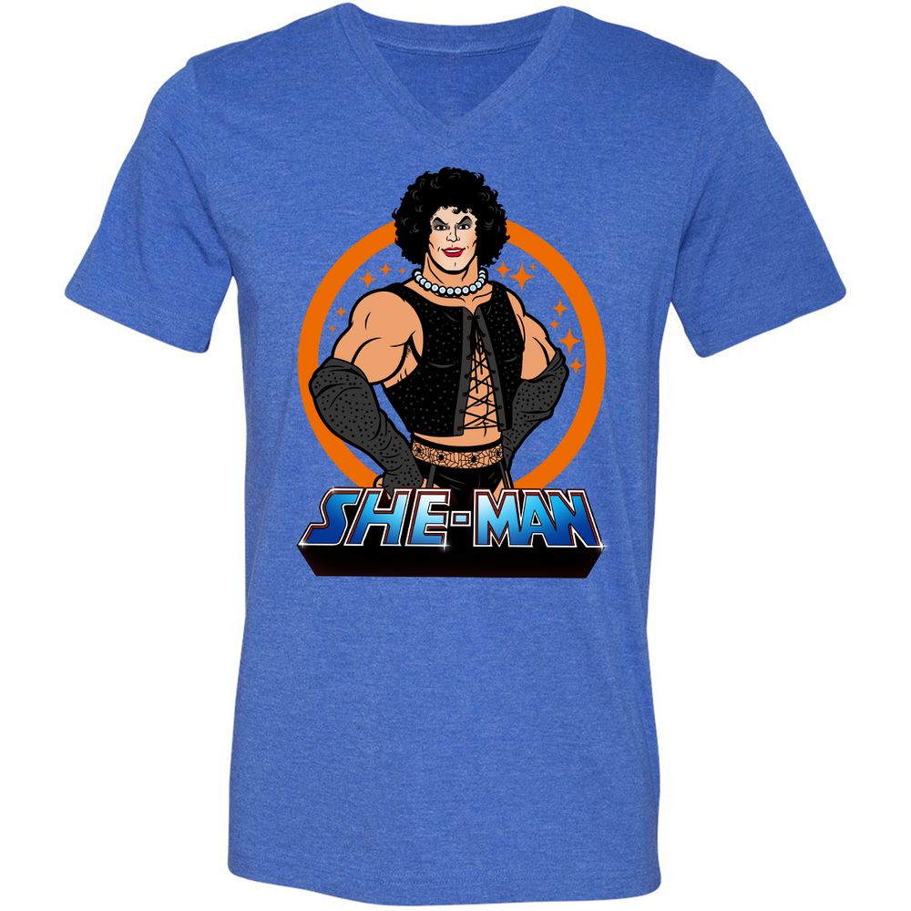 Unisex V-Neck T-Shirt - NRWP44AS - Heather True Royal - 14