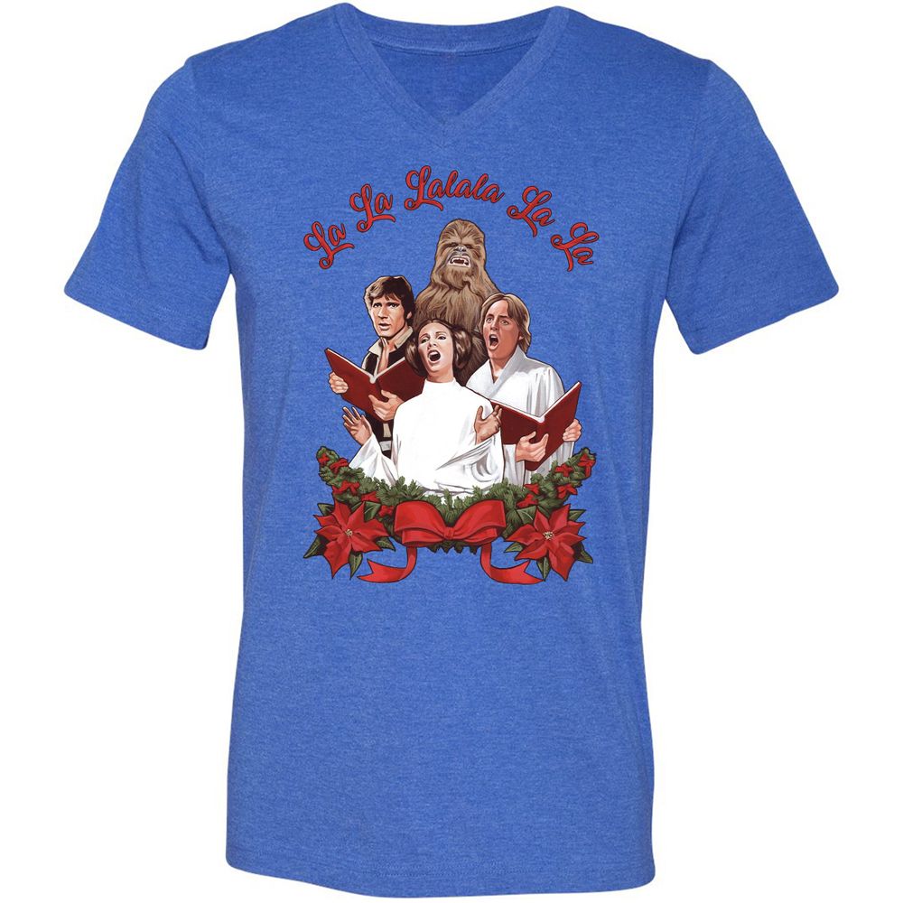 Unisex V-Neck T-Shirt - XASZMXJH - Heather True Royal - 14