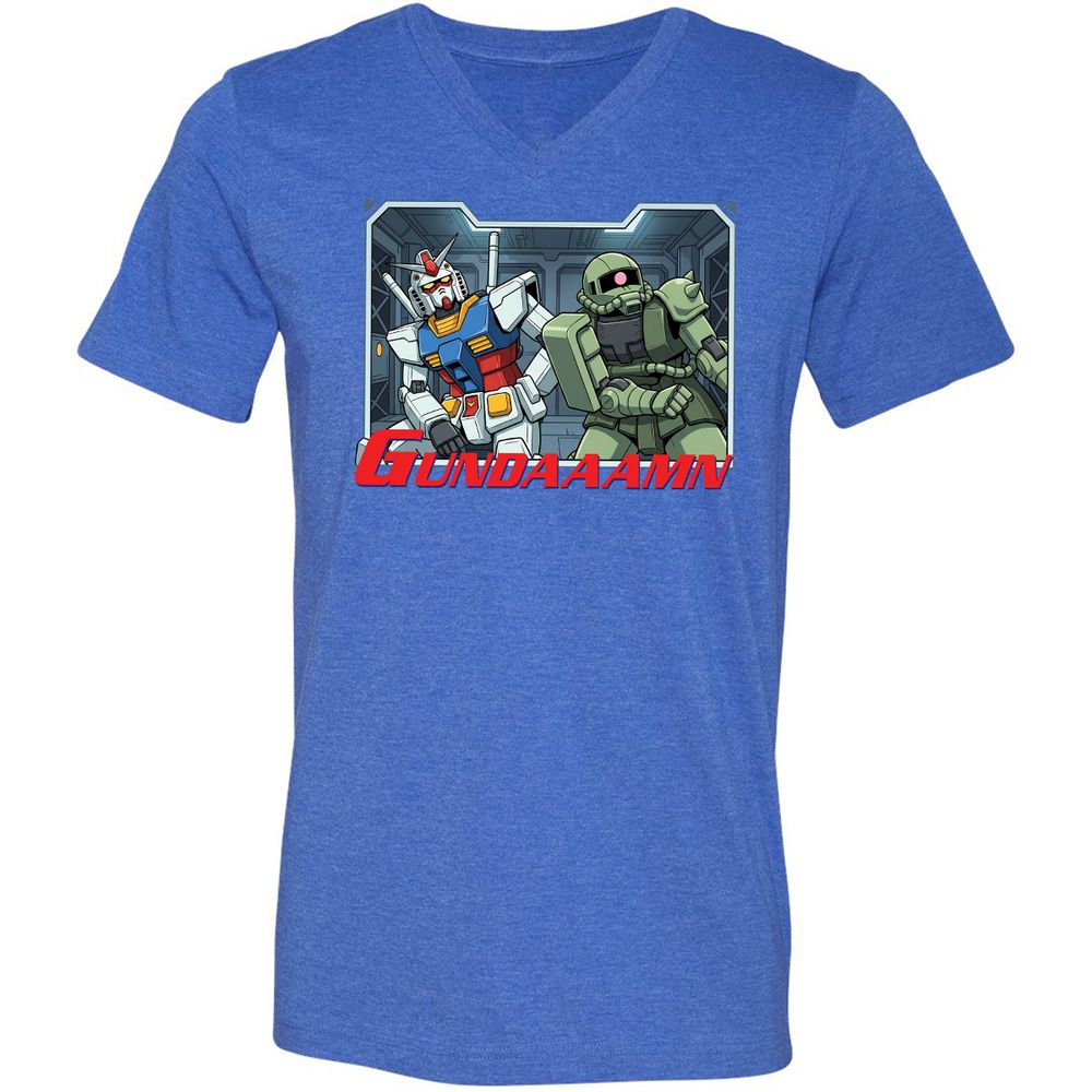 Unisex V-Neck T-Shirt - 5V8J5J1T - Heather True Royal - 14