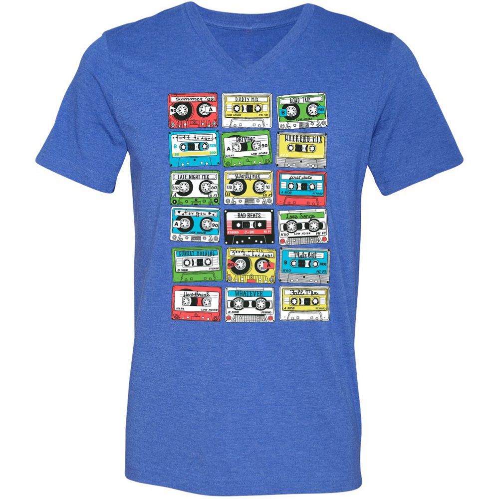 Unisex V-Neck T-Shirt - R7CGAYB4 - Heather True Royal - 14