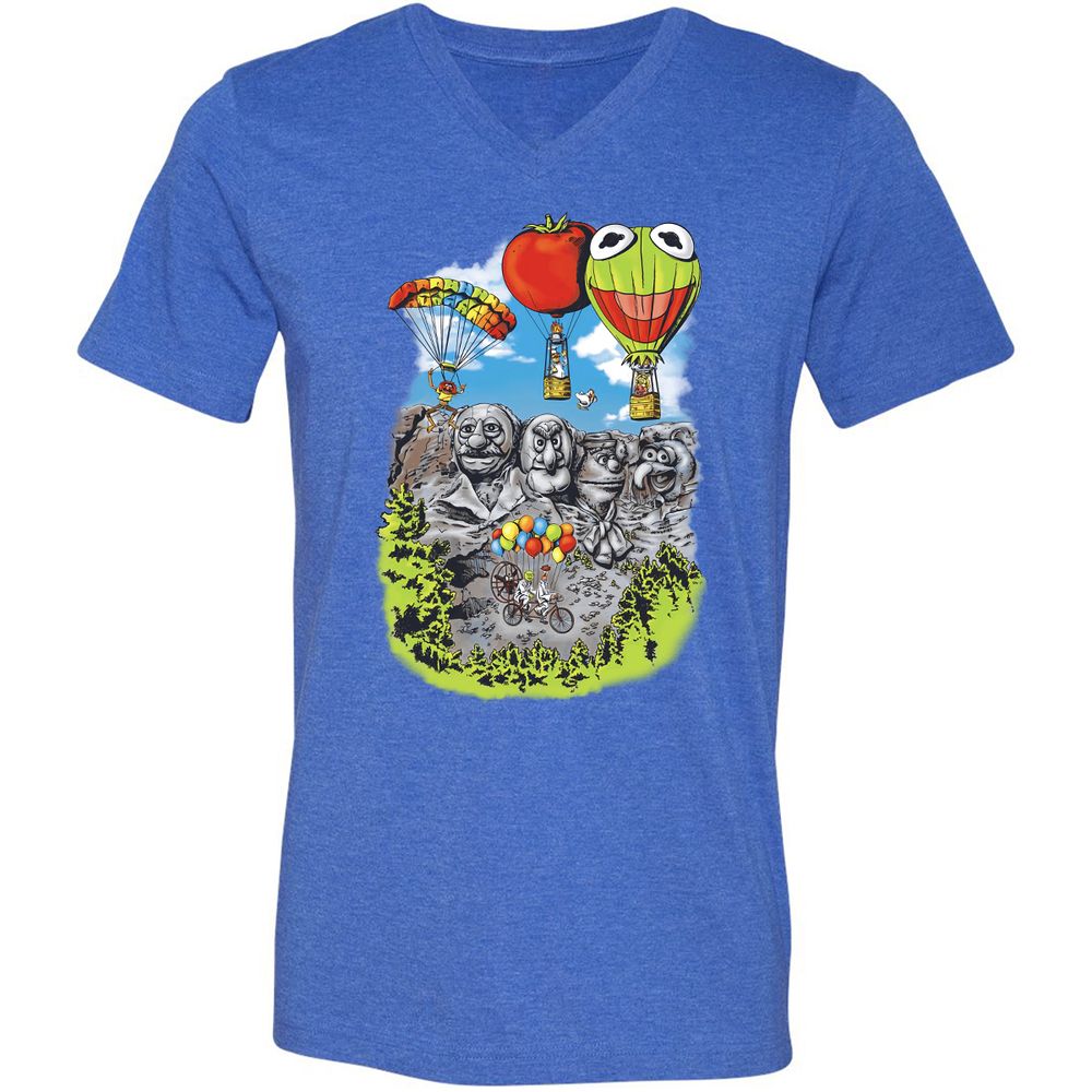Unisex V-Neck T-Shirt - B6W3USD2 - Heather True Royal - 14