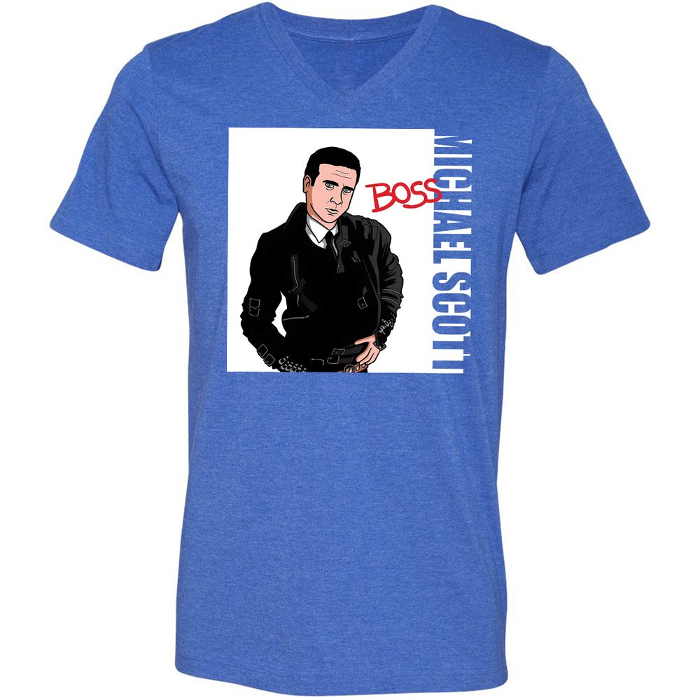 Unisex V-Neck T-Shirt - MZP4A9WC - Heather True Royal - 14