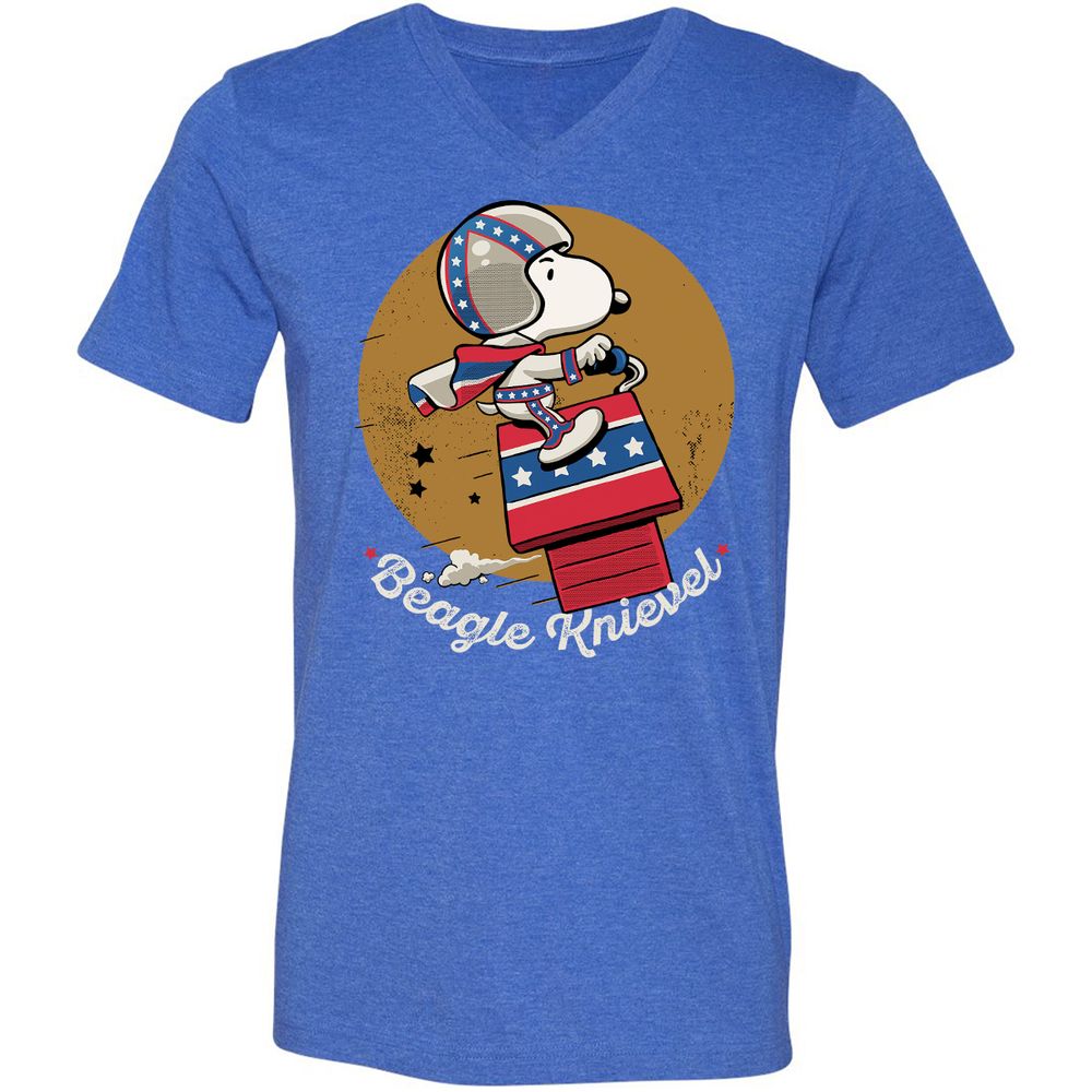 Unisex V-Neck T-Shirt - K614P9HG - Heather True Royal - 14