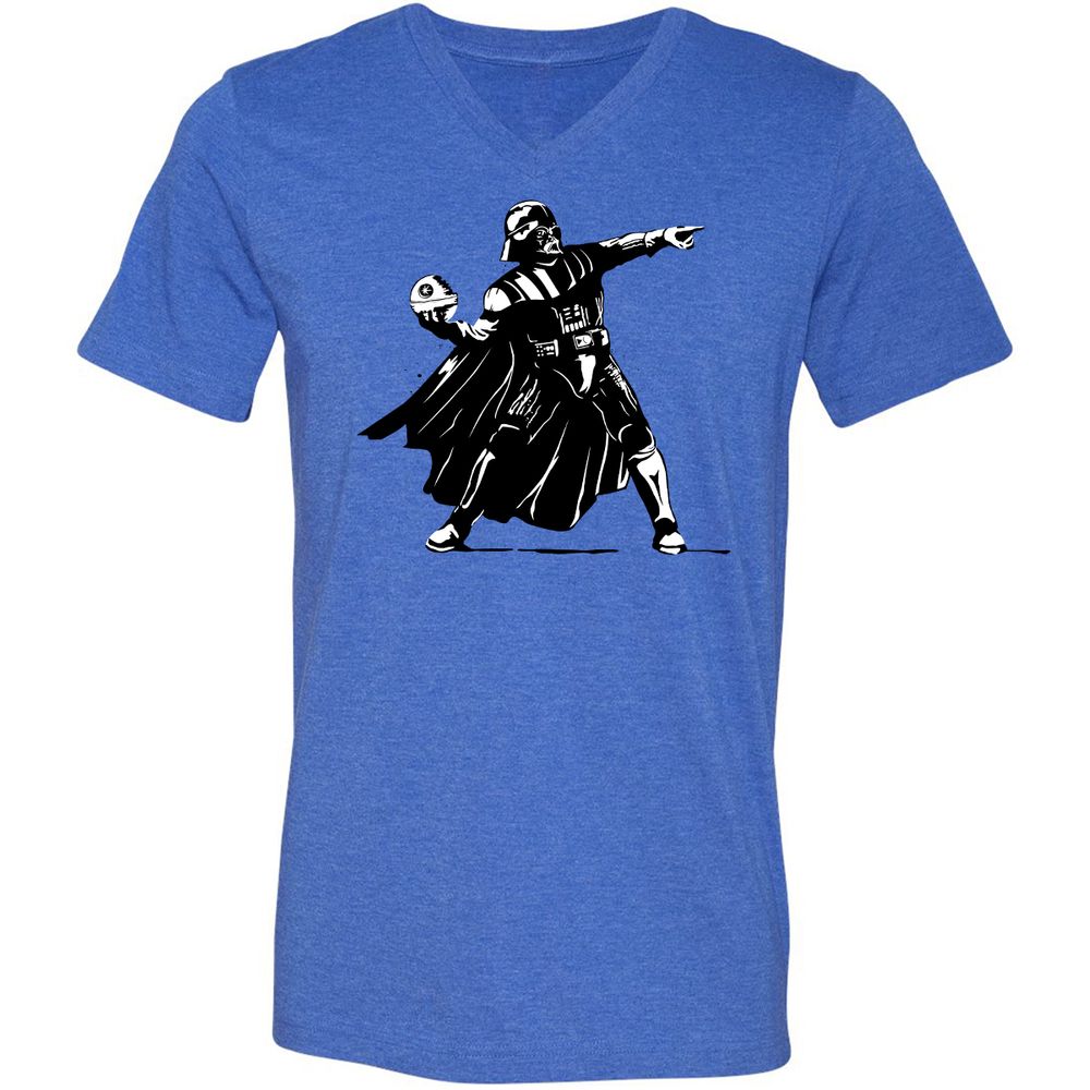 Unisex V-Neck T-Shirt - B81SR4X9 - Heather True Royal - 14