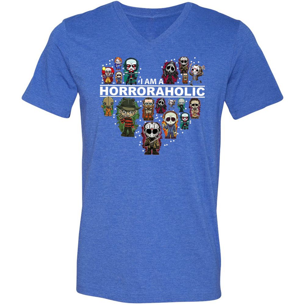 Unisex V-Neck T-Shirt - CMVEXHCL - Heather True Royal - 14