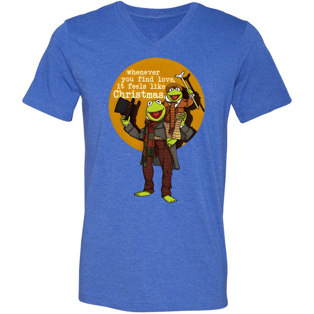 Unisex V-Neck T-Shirt - 77D87D5C - Heather True Royal - 14