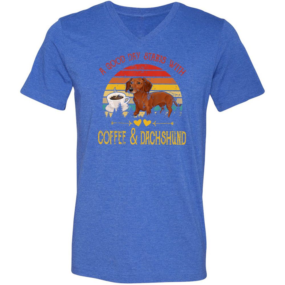 Unisex V-Neck T-Shirt - Y6U5B1AL - Heather True Royal - 14