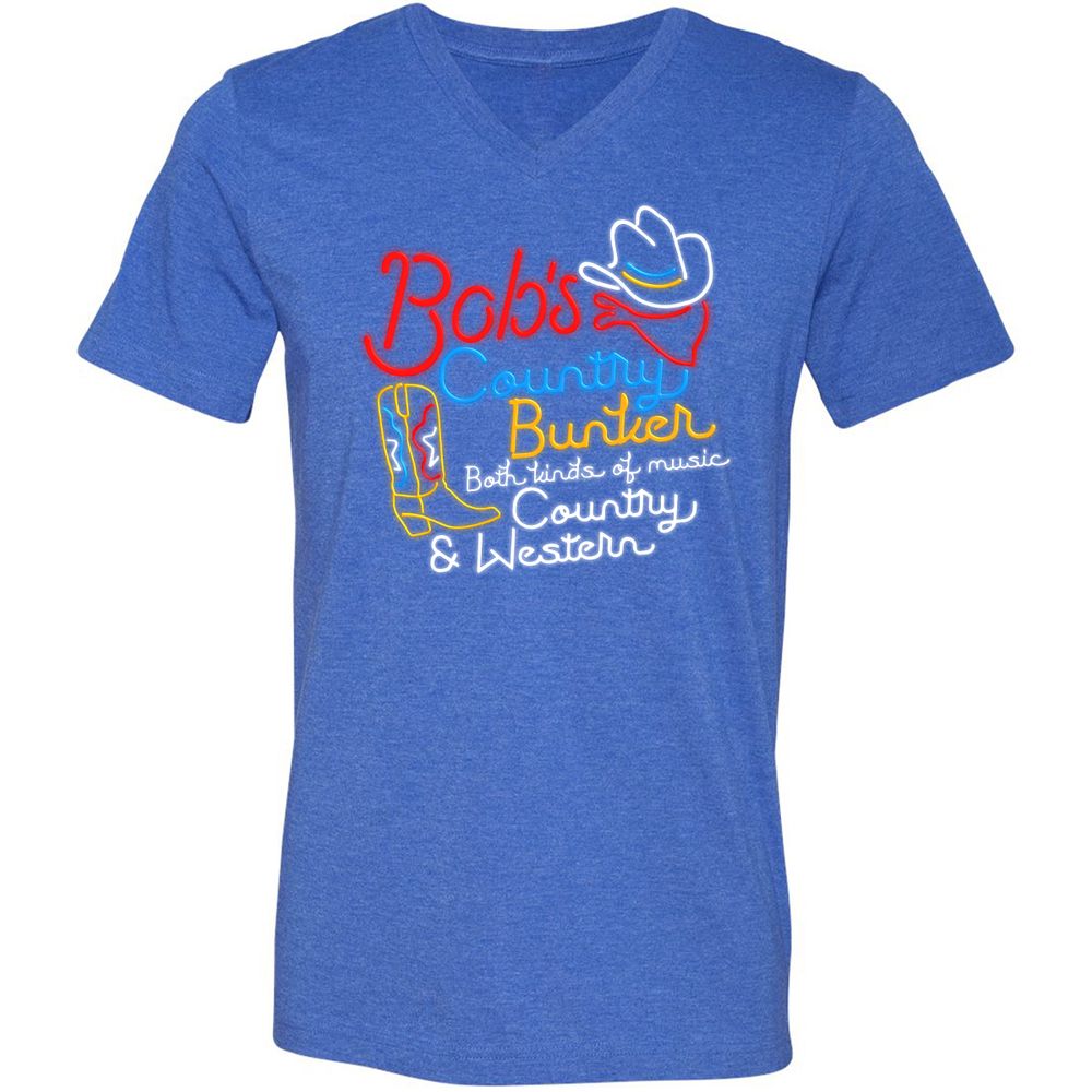 Unisex V-Neck T-Shirt - ZQ13HJLE - Heather True Royal - 14