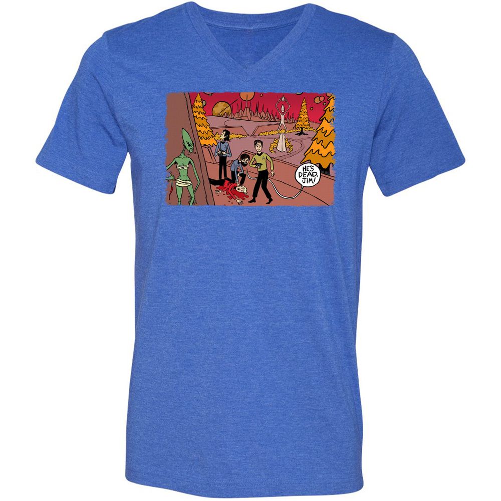 Unisex V-Neck T-Shirt - 6X8JSEMB - Heather True Royal - 14