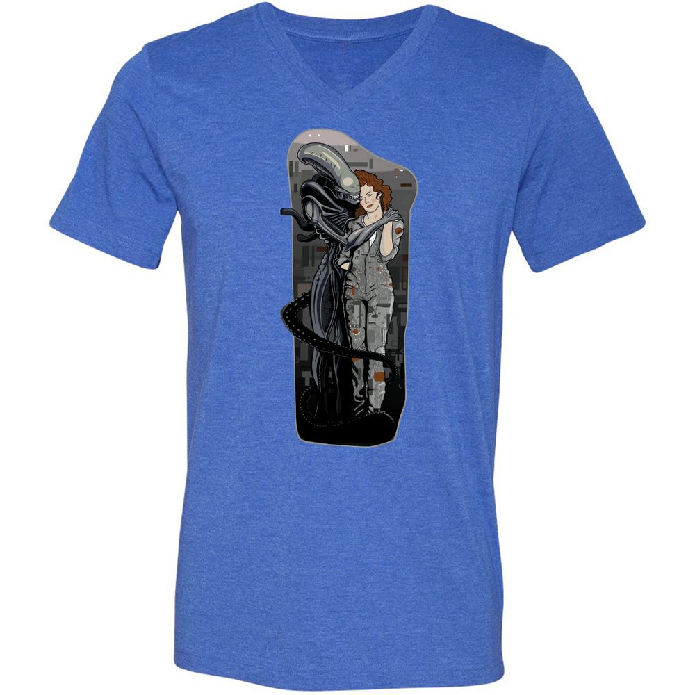 Unisex V-Neck T-Shirt - R4KUAQ4D - Heather True Royal - 14