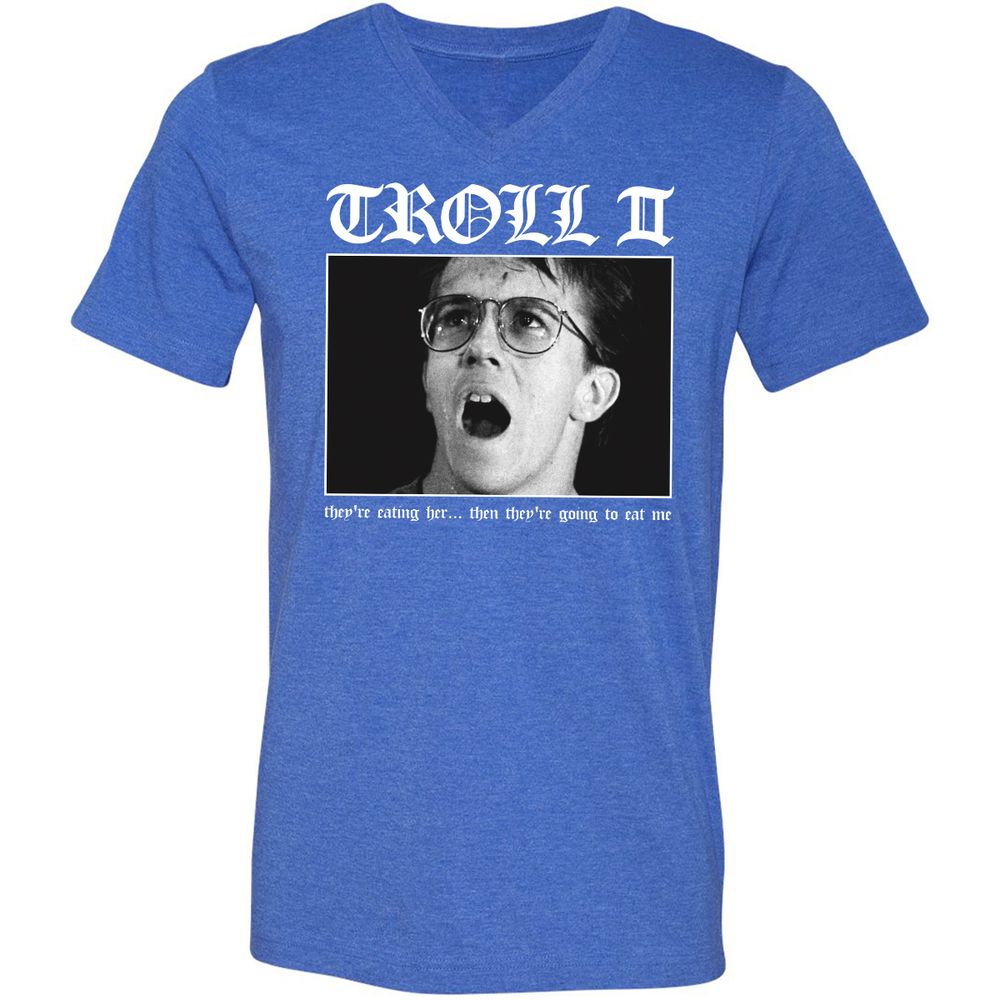 Unisex V-Neck T-Shirt - 8HPMTRBH - Heather True Royal - 14