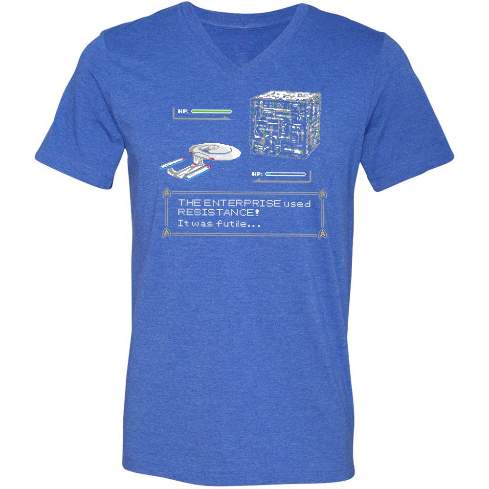 Unisex V-Neck T-Shirt - 4JQ9RP8M - Heather True Royal - 14