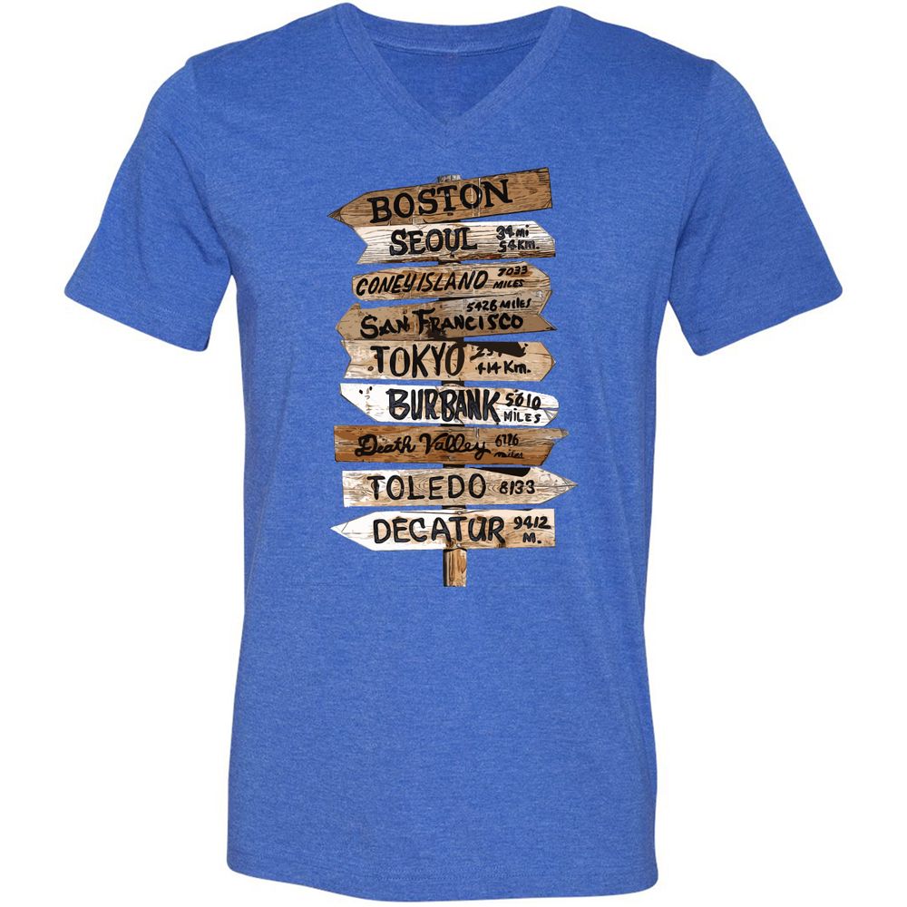 Unisex V-Neck T-Shirt - R1J24H31 - Heather True Royal - 14