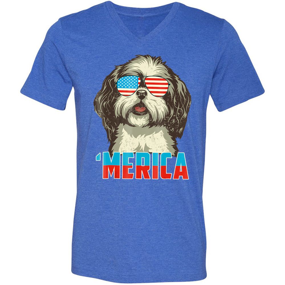 Unisex V-Neck T-Shirt - NMC52DWC - Heather True Royal - 14