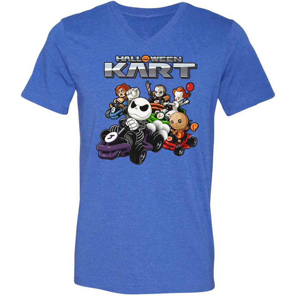 Unisex V-Neck T-Shirt - JWZFBETE - Heather True Royal - 14