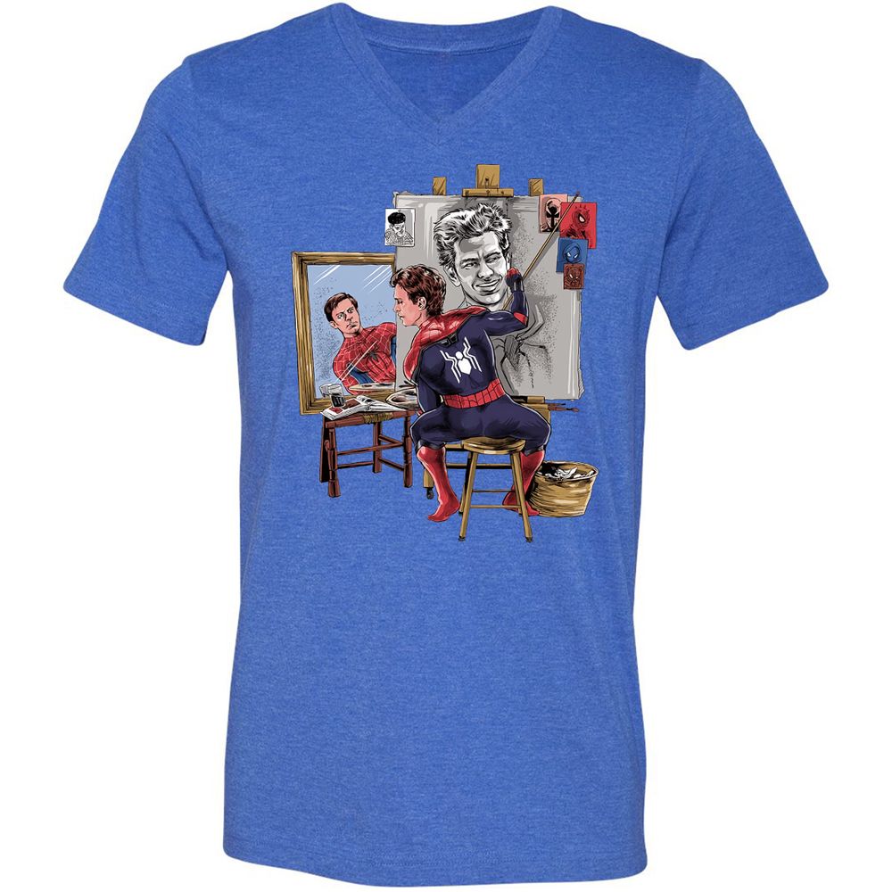 Unisex V-Neck T-Shirt - NHQ8TF3B - Heather True Royal - 14