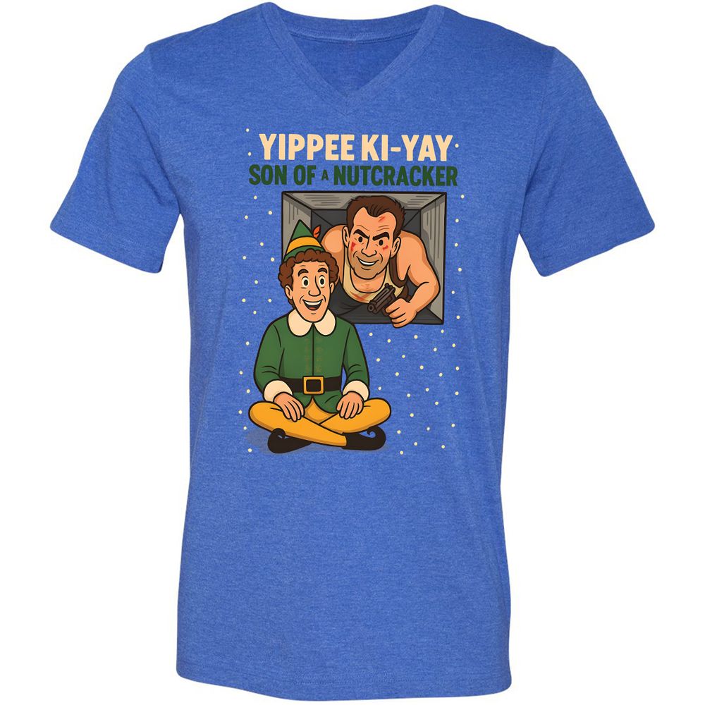 Unisex V-Neck T-Shirt - XKWK27BP - Heather True Royal - 14